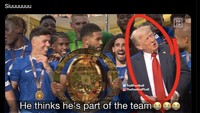 Momen lain yang jadi kelakar; gerak bibir Donald Trump diibaratkan sedang berselebrasi ala Cristiano Ronaldo, Siuuu. Foto: Dok. Internet/X (Twitter)