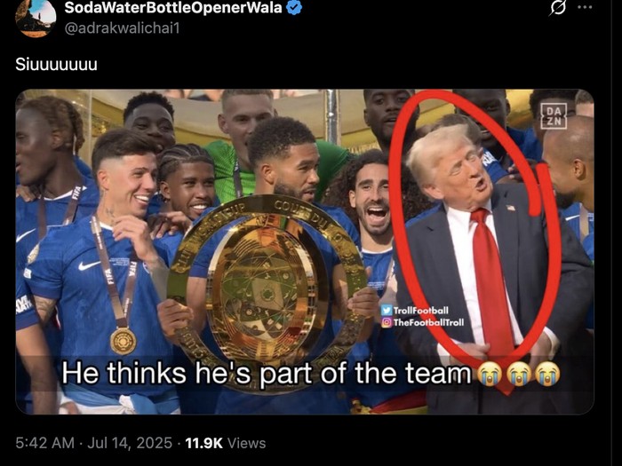 Meme Chelsea Donald Trump di Piala Dunia Antarklub 2025.