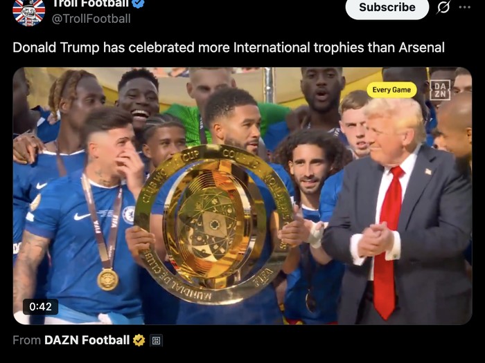 Meme Chelsea Donald Trump di Piala Dunia Antarklub 2025.
