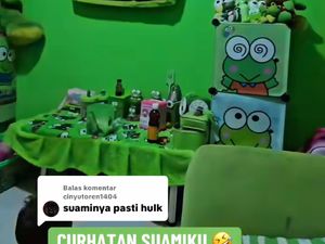 Viral Emak-emak Dekor Rumah Serba Hijau ala Keroppi, Reaksi Suami Disorot Viral Emak-emak Dekor Rumah Serba Hijau ala Keroppi, Reaksi Suami Disorot