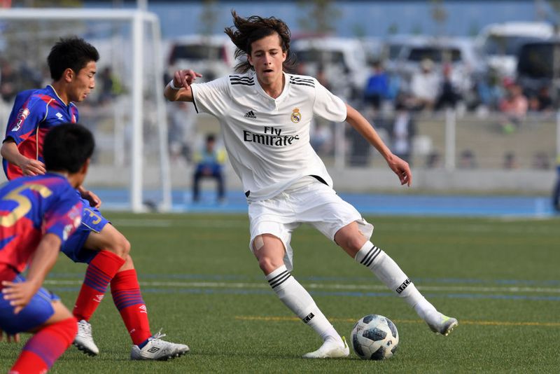 KANAGAWA,JAPAN - APRIL 21: Alvaro Fernandez Carreras of Real Madrid in action during the U16 Kirin Lemon Cup final between Real Madrid and FC Tokyo at Yanagishima Sports Park on April 21, 2019 in Chigasaki, Kanagawa, Japan. (Photo by Etsuo Hara/Getty Images)
