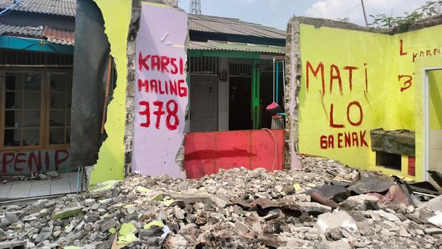 Lokasi kontrakan fiktif di Bekasi yang dua unitnya dihancurkan oleh abang Karsih.