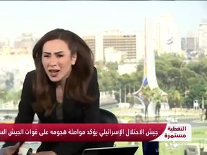 Penyiar Syria TV Panik Saat Serangan Israel Guncang Studio