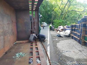 Truk Terguling di Jalan Singaraja Denpasar, Arus Lalin Terganggu Truk Terguling di Jalan Singaraja Denpasar, Arus Lalin Terganggu