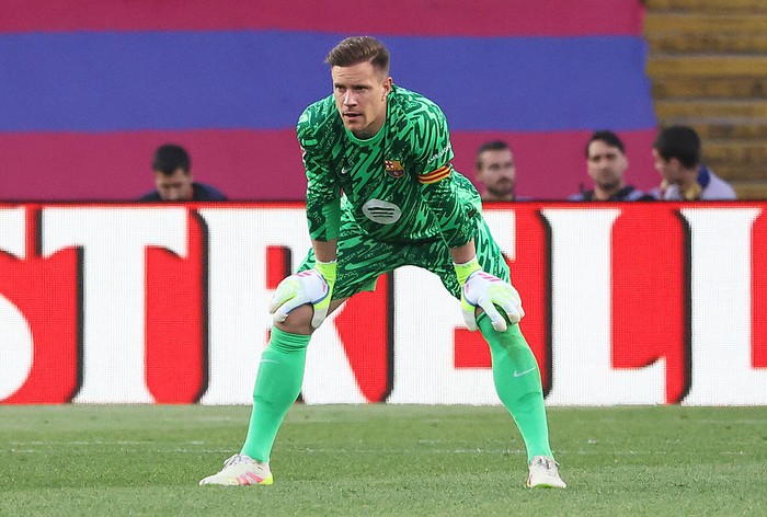 Marc-Andre Ter Stegen Marc-Andre ter Stegen plays during the match between FC Barcelona and Villarreal CF, corresponding to week 37 of LaLiga EA Sports, at the Olympic Stadium Lluis Companys, in Barcelona, Spain, on May 18, 2025. (Photo by Joan Valls/Urbanandsport/NurPhoto via Getty Images)