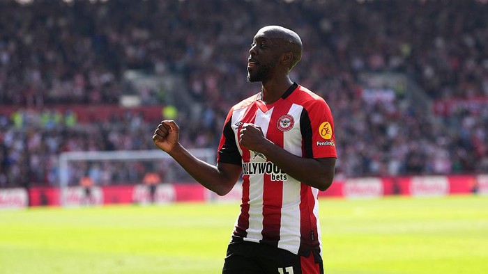 Brentfords Yoane Wissa celebrates scoring their sides second goal the game during the Premier League match at the Gtech Community Stadium, Brentford. Picture date: Sunday May 18, 2025. (Photo by Bradley Collyer/PA Images via Getty Images)