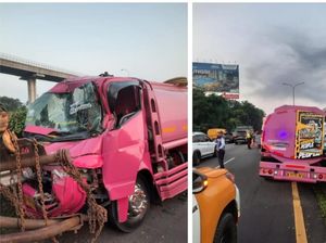 Sopir Ngantuk, Truk Tangki Tabrak Pembatas Jalan di Tol Jagorawi Arah Bogor