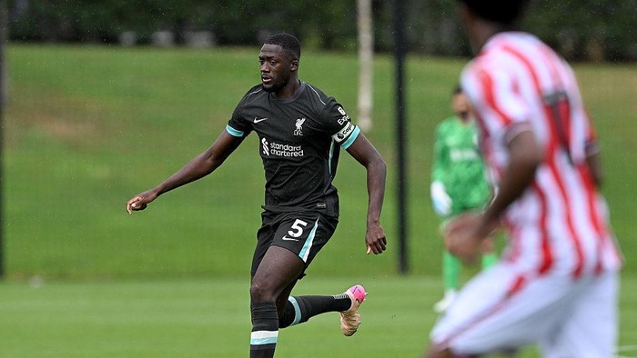 KIRKBY, ENGLAND - JULY 20: (THE SUN OUT, THE SUN ON SUNDAY OUT) Ibrahima Konate of Liverpool in action during a pre-season friendly match at AXA Training Centre on July 20, 2025 in Kirkby, England.  (Photo by Nick Taylor/Liverpool FC/Liverpool FC via Getty Images)