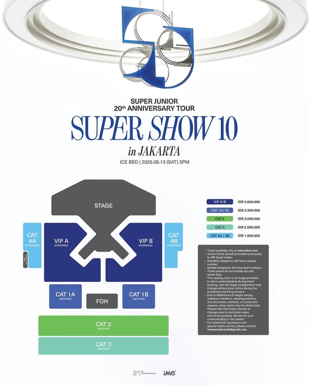 Potret seatplan dan pricelist konser Super Junior 'Super Show 10'
