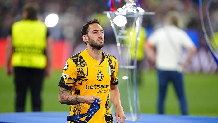 Inter Milans Hakan Calhanoglu following the UEFA Champions League final at the Munich Football Arena, Munich, Germany. Picture date: Saturday May 31, 2025. (Photo by Mike Egerton/PA Images via Getty Images)