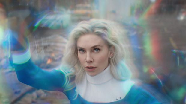Vanessa Kirby as Sue Storm/Invisible Woman in 20th Century Studios/Marvel Studios' THE FANTASTIC FOUR: FIRST STEPS. Photo courtesy of 20th Century Studios/Marvel Studios. © 2025 20th Century Studios / © and ™ 2025 MARVEL.