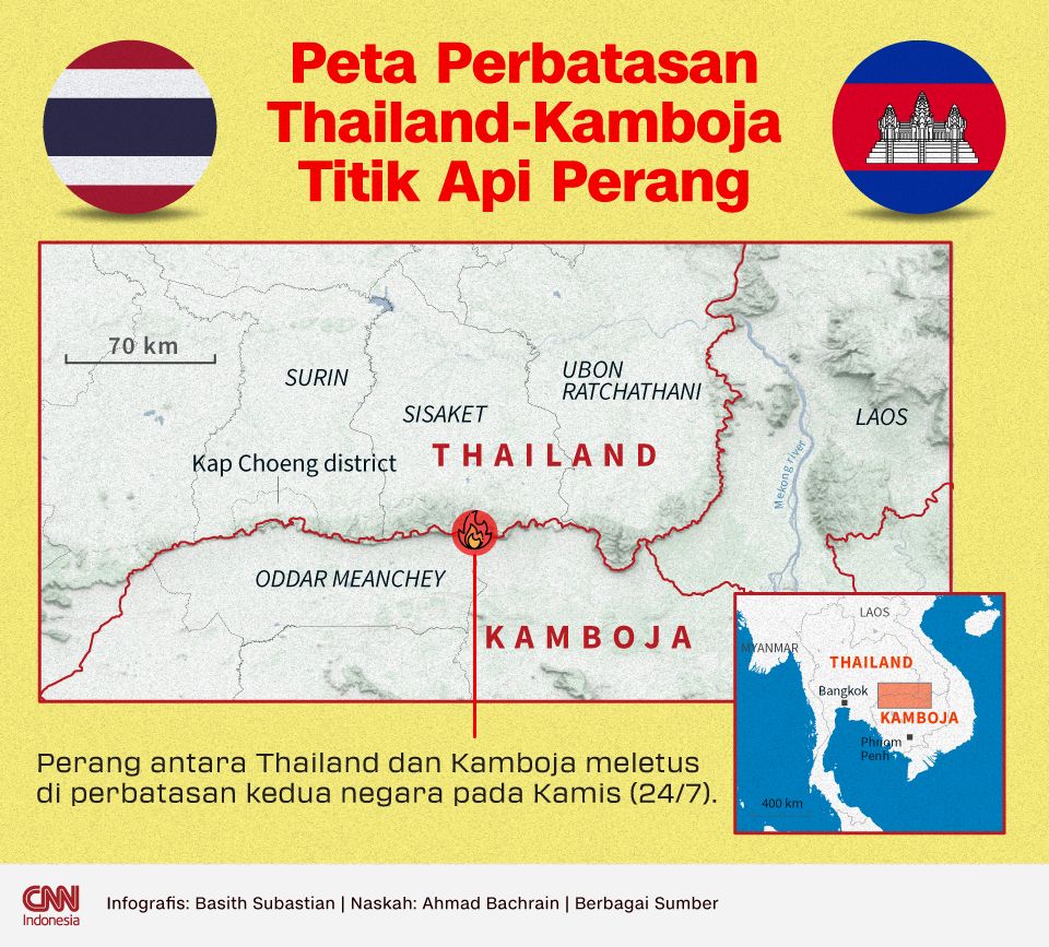  Peta Perbatasan Thailand-Kamboja Titik Api Perang