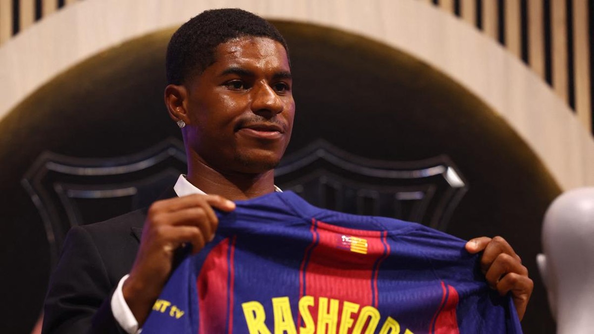 Marcus Rashford kemungkinan menjadi perekrutan terakhir Barcelona musim panas ini. (Foto: Albert Gea/REUTERS)