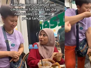 Momen Kocak Wanita Dihampiri Turis, Minta Diajari Makan Pakai Tangan!
