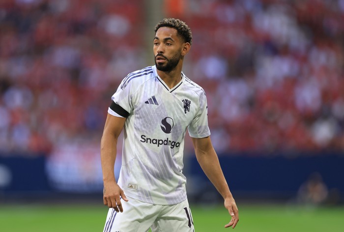 SOLNA, SWEDEN - JULY 19: Matheus Cunha of Manchester United   during the pre-season friendly match between Manchester United and Leeds United at Strawberry Arena on July 19, 2025 in Solna, Sweden. (Photo by Catherine Ivill - AMA/Getty Images)