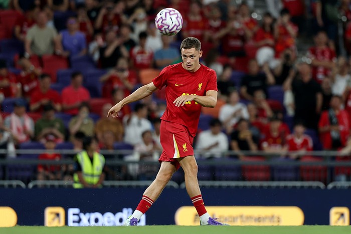 HONG KONG, CHINA - JULY 26: (THE SUN OUT, THE SUN ON SUNDAY OUT) Florian Wirtz of Liverpool passes the ball during the warm up prior to the Pre-Season Friendly between Liverpool FC and AC Milan at Kai Tak Sports Park on July 26, 2025 in Hong Kong, China. (Photo by Liverpool FC/Liverpool FC via Getty Images)