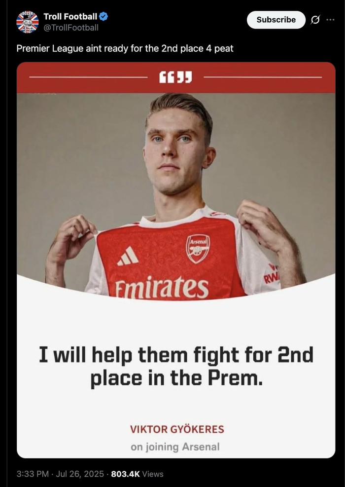 Meme Viktor Gyokeres, Arsenal Meme Viktor Gyokeres gabung Arsenal