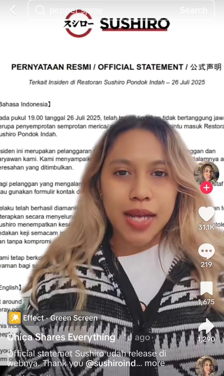 Heboh! Insiden Remaja Semprot Pepper Spray di Resto Sushi Jaksel