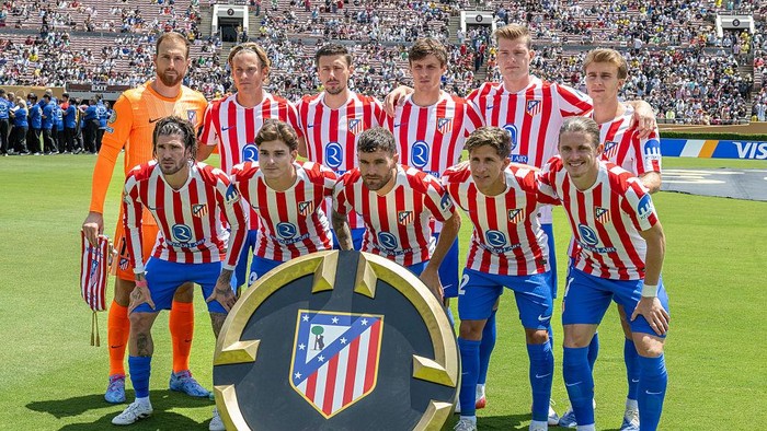 PASADENA, CALIFORNIA - JUNE 23: Atlético Madrid starting lineup before the FIFA Club World Cup 2025 group B match between Atletico de Madrid and Botafogo at Rose Bowl on June 23, 2025, in Pasadena, California. (Photo by Seth Greenberg/ISI Photos/ISI Photos via Getty Images)