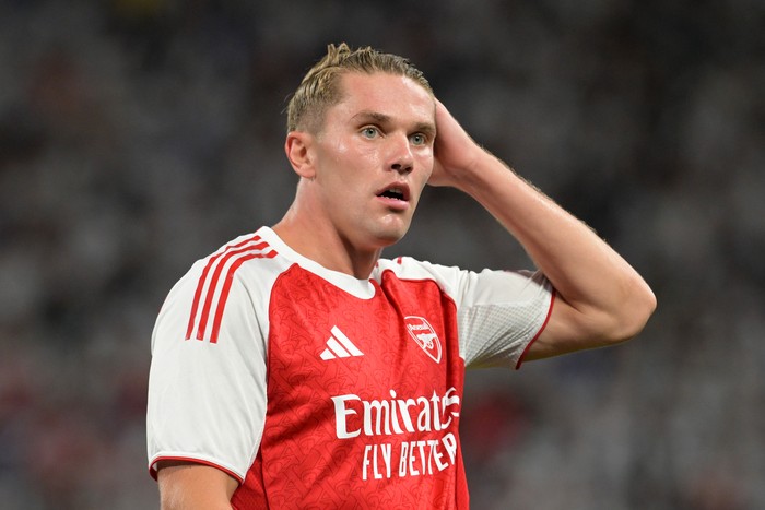 HONG KONG, CHINA - JULY 31: Viktor Gyoekeres of Arsenal reacts during the Pre-Season Friendly match between Arsenal and Tottenham Hotspur at Kai Tak Sports Park on July 31, 2025 in Hong Kong, China.  (Photo by Stuart MacFarlane/Arsenal FC via Getty Images)