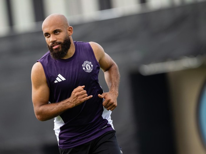 CHICAGO, ILLINOIS - JULY 28: (EXCLUSIVE COVERAGE) Bryan Mbeumo of Manchester United in action during a first team training session as part of their pre-season tour of the USA on July 28, 2025 at Endeavor Health Performance Center in Chicago, Illinois. (Photo by Ash Donelon/Manchester United via Getty Images)