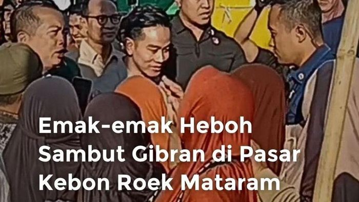 Video: Emak-emak Heboh Sambut Gibran di Pasar Kebon Roek Mataram