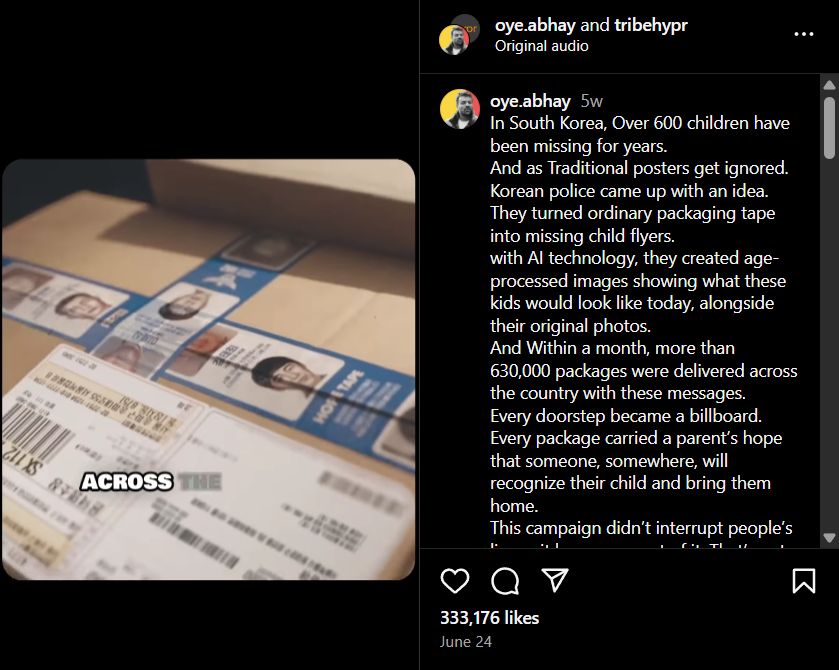 Lakban paket untuk mencari anak dan orang hilang di Korea Selatan.