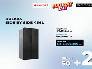 Kulkas Side by Side 436L Diskon Gede di Transmart Full Day Sale Kulkas Side by Side 436L Diskon Gede di Transmart Full Day Sale