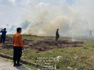 Lahan di Cariu Bogor Terbakar, Dipicu Warga Bakar Rumput