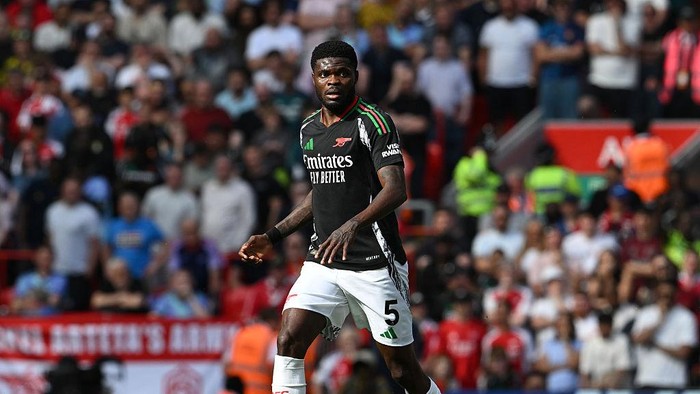 LIVERPOOL, ENGLAND - MAY 11: Thomas Partey of Arsenal during the Premier League match between Liverpool FC and Arsenal FC at Anfield on May 11, 2025 in Liverpool, England. (Photo by David Price/Arsenal FC via Getty Images)