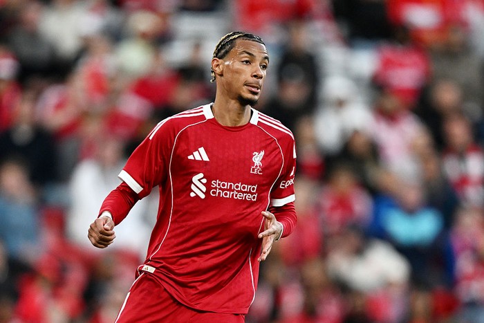 LIVERPOOL, ENGLAND - AUGUST 04: (THE SUN OUT, THE SUN ON SUNDAY OUT) Hugo Ekitike of Liverpool looks on during the second pre-season friendly match between Liverpool and Athletic Club Bilbao at Anfield on August 04, 2025 in Liverpool, England. (Photo by Liverpool FC/Liverpool FC via Getty Images)