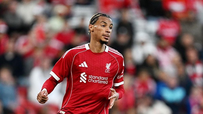 LIVERPOOL, ENGLAND - AUGUST 04: (THE SUN OUT, THE SUN ON SUNDAY OUT) Hugo Ekitike of Liverpool looks on during the second pre-season friendly match between Liverpool and Athletic Club Bilbao at Anfield on August 04, 2025 in Liverpool, England. (Photo by Liverpool FC/Liverpool FC via Getty Images)