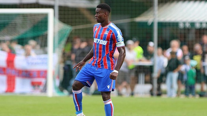 BAD WIMSBACH, AUSTRIA - AUGUST 1: Marc Guehi of Crystal Palace FC during the pre-season friendly match between FC Augsburg and Crystal Palace FC at Hofmaninger Stadion on August 1, 2025 in Bad Wimsbach, Austria. (Photo by Severin Aichbauer/SEPA.Media /Getty Images)
