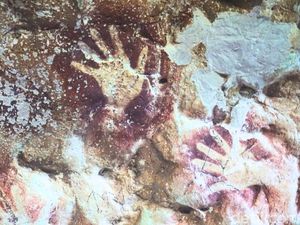 Lukisan Telapak Tangan Nenek Moyang Dayak Lebo, Peradaban 10.000 Tahun Lalu