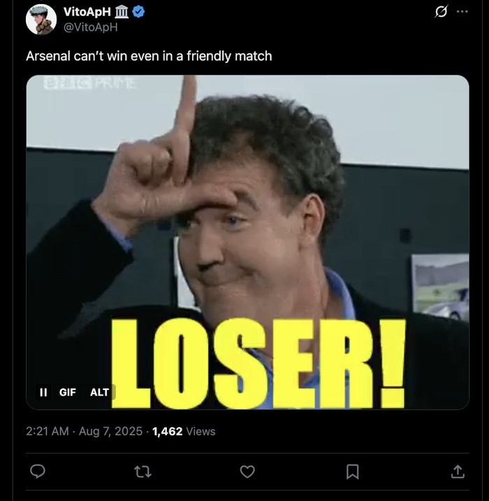 Meme Gyokeres usai Arsenal kalah di pramusim