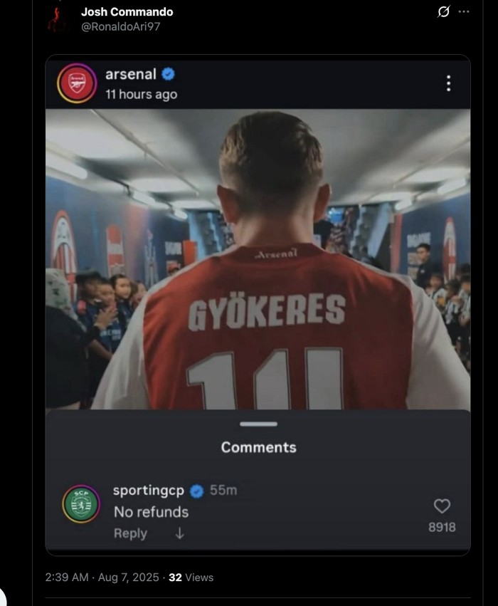 Meme Gyokeres Arsenal Meme Gyokeres usai Arsenal kalah di pramusim