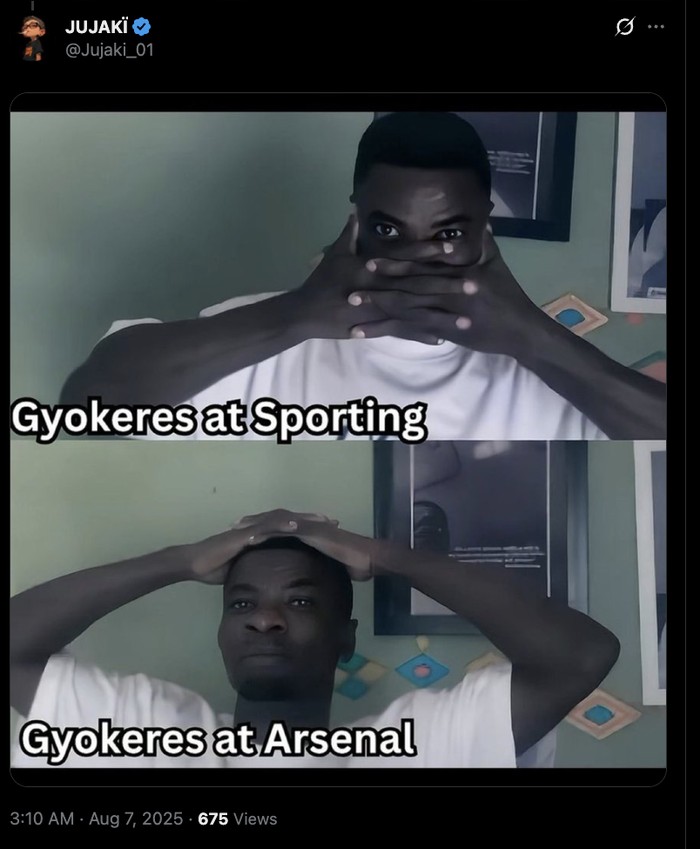 Meme Gyokeres Arsenal Meme Gyokeres usai Arsenal kalah di pramusim