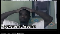 Alih-alih selebrasi tutup wajah, di Gyokeres jadi pening pegang kepala di Arsenal. Foto: dok. Internet/X (Twitter)
