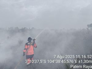 Tim Padamkan Karhutla di Ogan Ilir, Lokasi Terbakar Lahan Bergambut