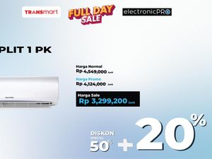 Harga AC Split 1 PK di Transmart Full Day Sale, Diskon hingga Rp 1,2 Jutaan Harga AC Split 1 PK di Transmart Full Day Sale, Diskon hingga Rp 1,2 Jutaan