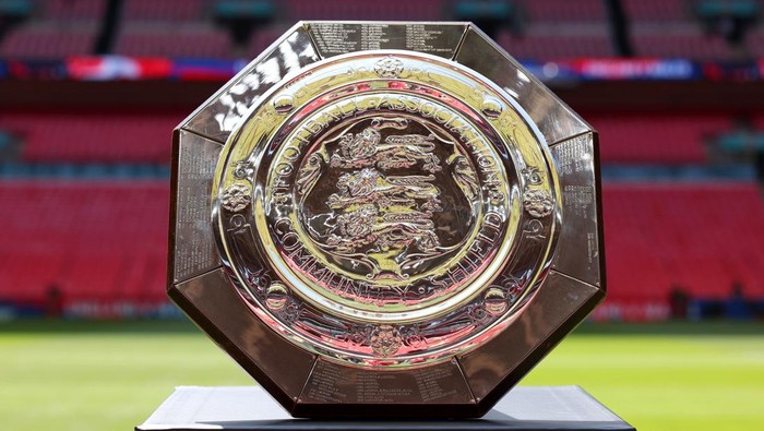 LONDON, ENGLAND - AUGUST 10: (THE SUN OUT, THE SUN ON SUNDAY OUT) A detailed view of the FA Community Shield inside Wembley Stadium prior to the 2025 FA Community Shield match between Crystal Palace and Liverpool at Wembley Stadium on August 10, 2025 in London, England. (Photo by Liverpool FC/Liverpool FC via Getty Images)