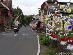 Sambut HUT RI, Kampung di Magelang Berhias Bunga Cantik Berbahan Limbah Plastik