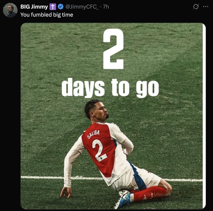 Meme Arsenal dan angka 2 jelang bergulirnya Liga Inggris 2025/2026.