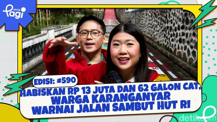 Video: Habiskan Rp 13 Juta dan 62 Galon Cat, Warga Karanganyar Warnai Jalan Sambut HUT RI