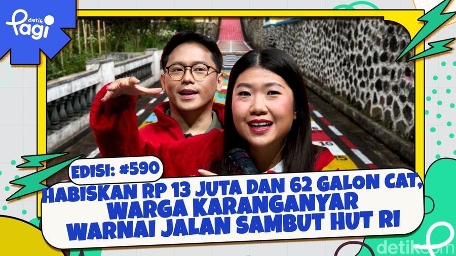Video: Habiskan Rp 13 Juta dan 62 Galon Cat, Warga Karanganyar Warnai Jalan Sambut HUT RI