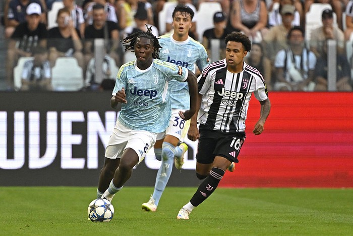 TURIN, ITALY - AUGUST 13: Augusto Seedorf Owusu and Weston McKennie of Juventus during the Pre-Season Friendly Match between Juventus FC and Juventus Next Gen on August 13, 2025 in Turin, Italy.  (Photo by Filippo Alfero - Juventus FC/Juventus FC via Getty Images)