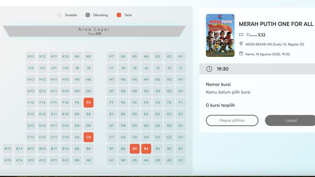 Film kontroversial Merah Putih One for All tetap menarik sebagian penonton bioskop untuk membeli tiket film animasi tersebut pada hari pertama penayangannya, Kamis (14/8).
