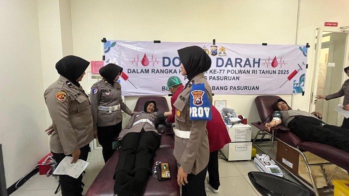 Polwan Pasuruan Berbagi Kasih, Gelar Donor Darah di HUT ke-77