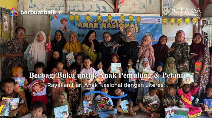 Hari Anak Nasional, berbuatBaik.id dan Solidaritas Erlangga Donasikan Ratusan Buku ke Anak Pemulung & Petani