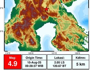 Gempa Bumi Terkini M 4,9 Guncang Poso Sulteng, Kedalaman 5 Km Gempa Bumi Terkini M 4,9 Guncang Poso Sulteng, Kedalaman 5 Km